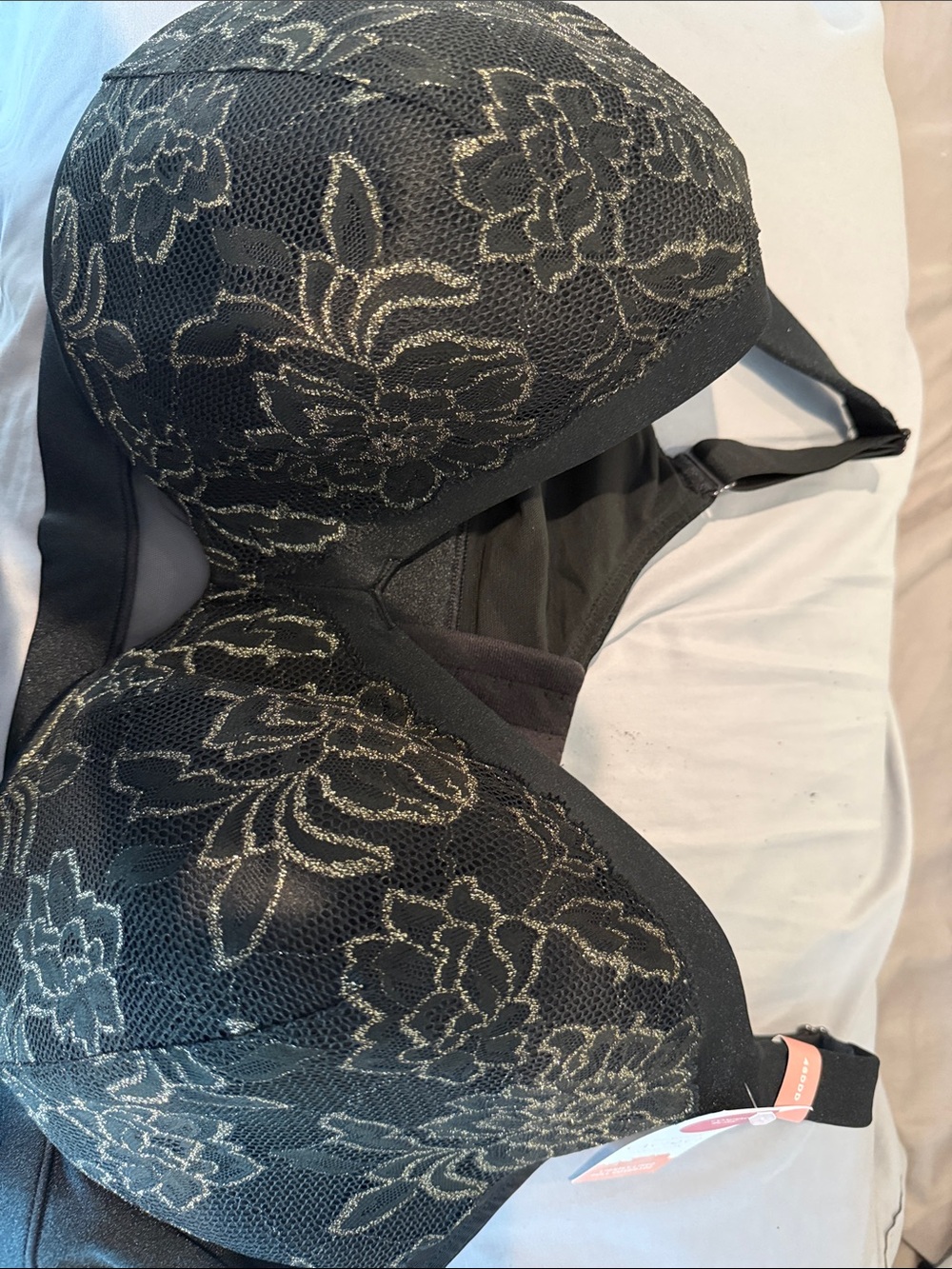 Cacique Black Bra with Gold Floral Lace